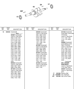Crankshaft Diagram and Parts List for 243432-0737-XX  Briggs and Stratton Engine